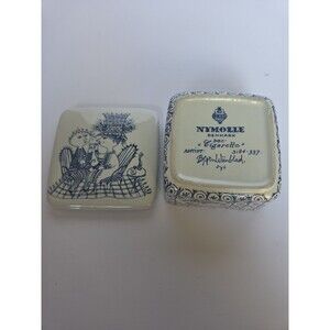 VTG Nymolle Denmark Bjorn Wiinblad Cigarette Blue White Porcelain Trinket Box